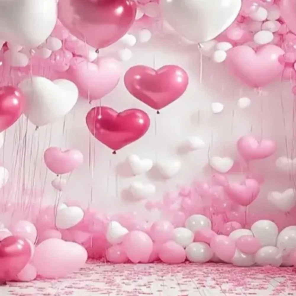 New Red & Pink Balloon Love Heart Backdrop/Tapestry V7